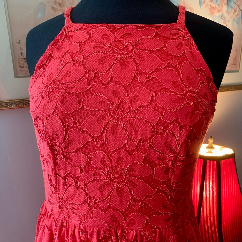 Torrid lace Coral High Neck Skater Halter Fit & Flare Dress